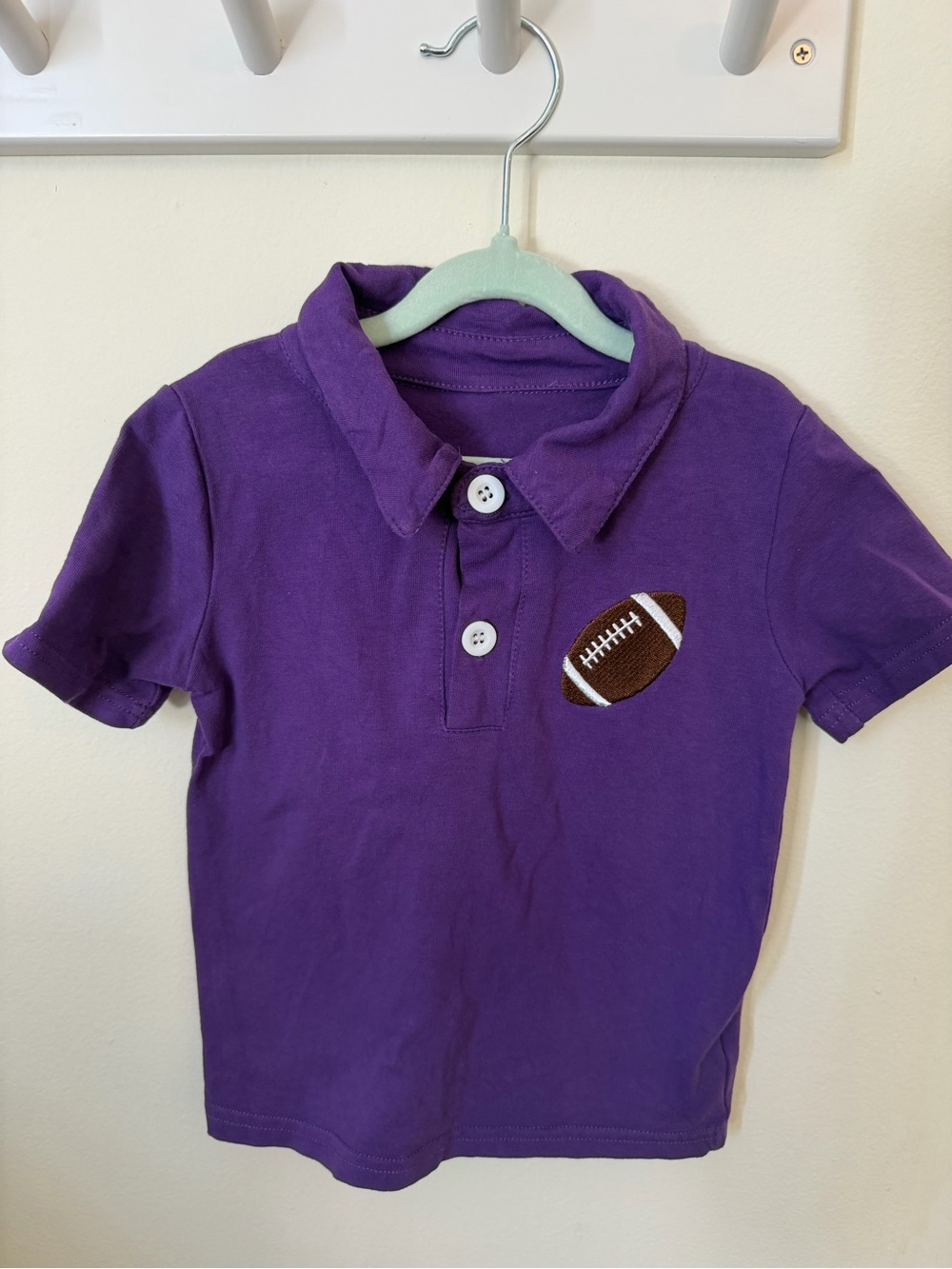Toddler Purple Polo Shirt with Football Appliqué